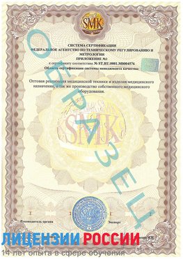 Образец сертификата соответствия (приложение) Тольятти Сертификат ISO 13485